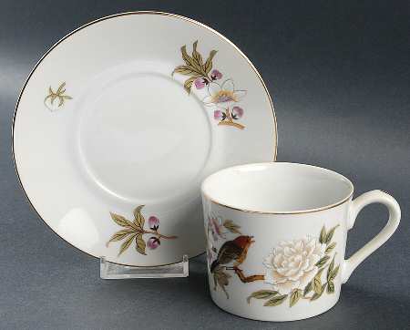 Chinese Garden (Fine China) Flat Cup & Saucer Set