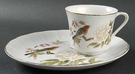 Chinese Garden (Fine China) Snack Plate & Cup Set