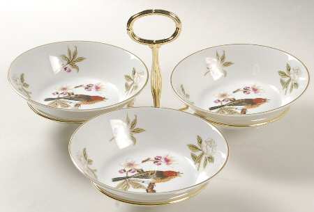 Chinese Garden (Fine China) 7" x 12" 3-Part Relish & Metal Stand (CERC) HC
