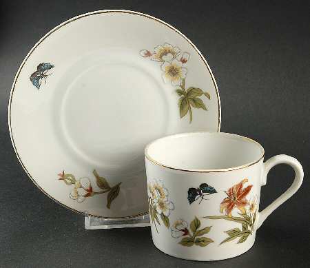 Chinese Garden (Fine China) Flat Cup & Saucer Set