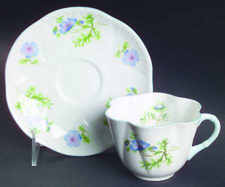 Blue Poppy (Dainty) Flat Cup & Saucer Set
