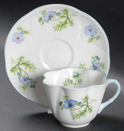 Blue Poppy (Dainty) Flat Cup & Saucer Set