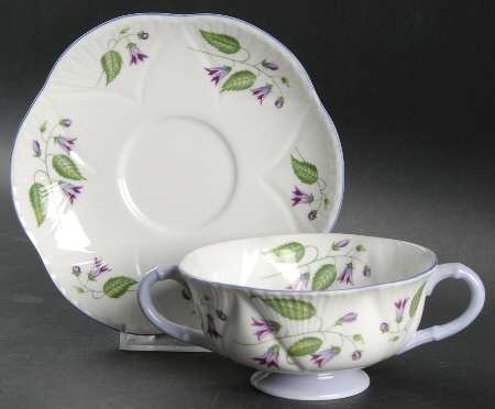 Campanula (Dainty) Footed Cream Soup Bowl & Saucer Set