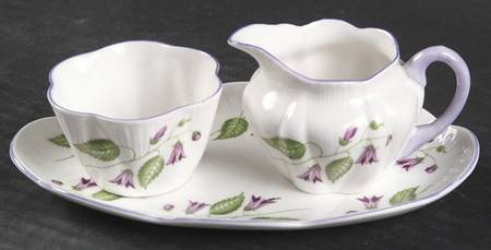 Campanula (Dainty) Individual Creamer & Open Sugar W/Tray