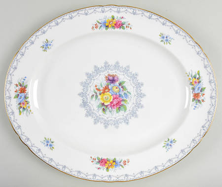 Crochet (Gold Trim) 14" Oval Serving Platter