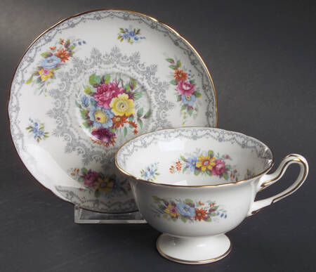 Crochet (Gold Trim) Footed Cup & Saucer Set