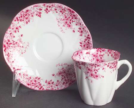 Dainty Pink Flat Demitasse Cup & Saucer Set