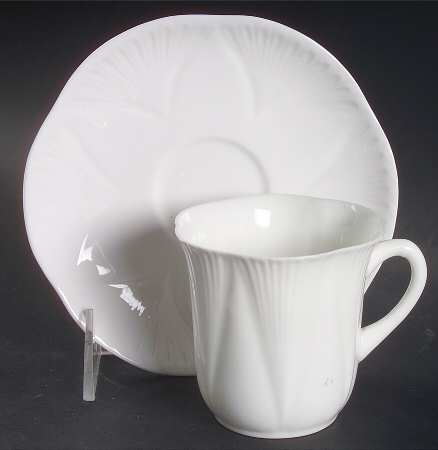 Dainty White (No Trim) Flat Cup & Saucer Set