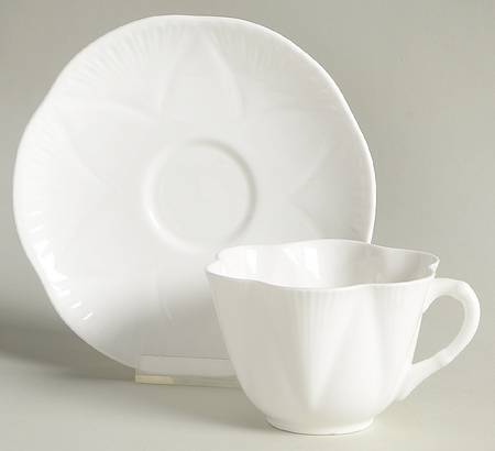 Dainty White (No Trim) Flat Cup & Saucer Set