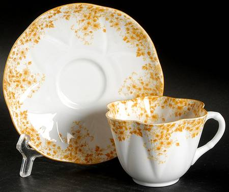 Dainty Yellow Flat Cup & Saucer Set
