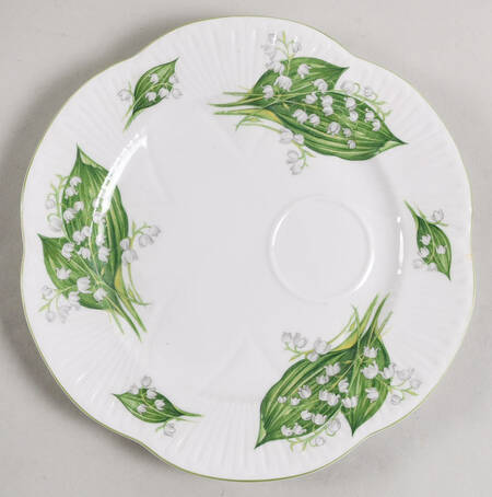 Lily of The Valley (Green Trim, Dainty Shape) Snack Plate