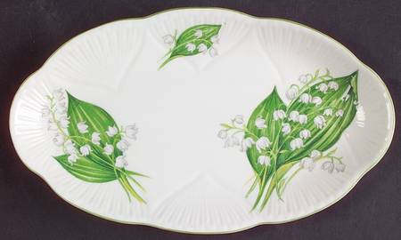 Lily of The Valley (Green Trim, Dainty Shape) Tray for Individual Creamer & Open Sugar