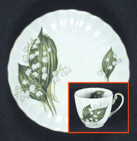 Lily of the Valley (#13822, Ribbed) Flat Demitasse Cup & Saucer Set