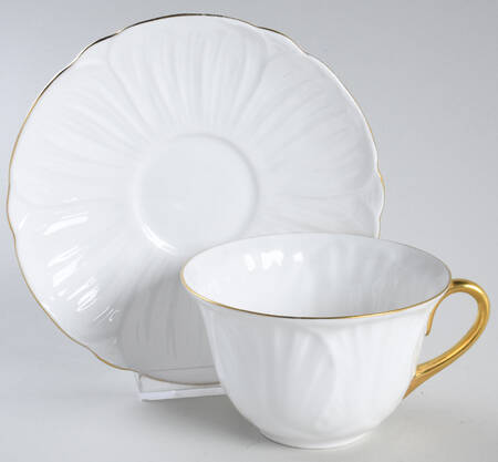 Oleander (Gold Trim) Flat Cup & Saucer Set