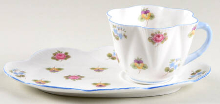 Rose, Pansy, Forget Me Not Plate for Dessert Plate & Cup Set
