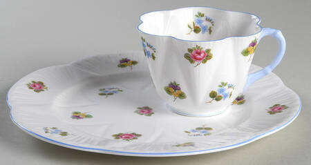 Rose, Pansy, Forget Me Not Snack Plate & Cup Set