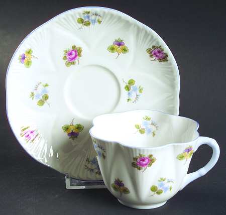 Rose, Pansy, Forget Me Not Flat Cup & Saucer Set