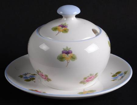 Rose, Pansy, Forget Me Not Mustard & Lid with Underplate