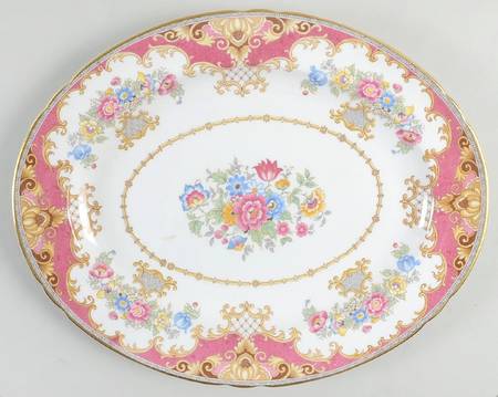 Sheraton Pink (13289, Scalloped) 12" Oval Serving Platter