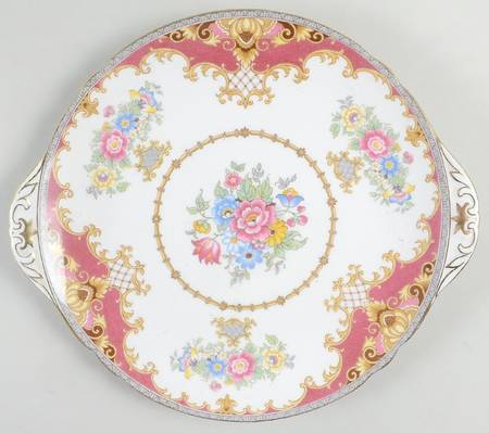 Sheraton Pink (13289, Scalloped) Handled Cake Plate