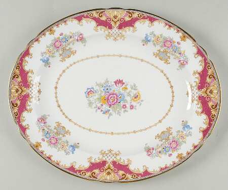 Sheraton Pink (13289, Scalloped) 14" Oval Serving Platter