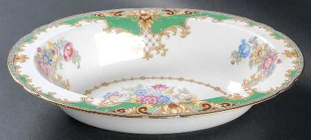 Sheraton Green (Scalloped) 9" Oval Vegetable Bowl
