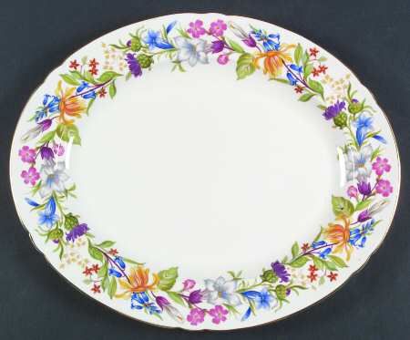 Spring Bouquet (Gainsborough, Scalloped) 14" Oval Serving Platter