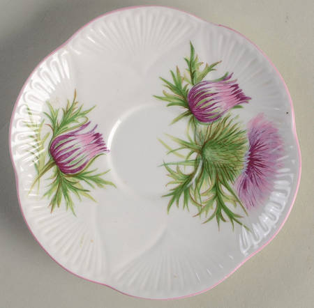 Thistle (Dainty, Pink, Pink Trim) Saucer for Demitasse Cup