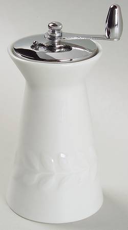 Carlton (All White, Embossed Laurel) Pepper Mill for Mill Set