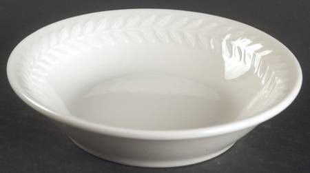 Carlton (All White, Embossed Laurel) Fruit/Dessert (Sauce) Bowl