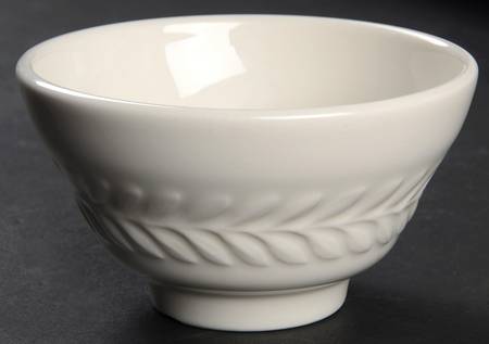 Carlton (All White, Embossed Laurel) Fruit/Dessert (Sauce) Bowl