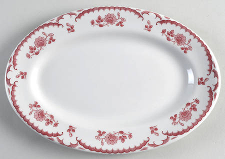 Chardon Rose Red 11" Oval Serving Platter by Shenango