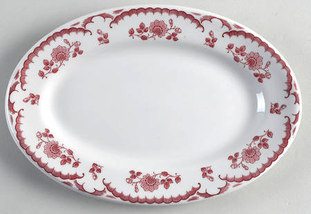 Chardon Rose Red 10" Oval Serving Platter by Shenango