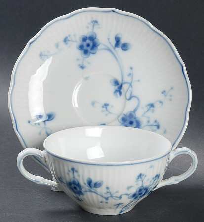 Victoria Blue Flat Bouillon Cup & Saucer