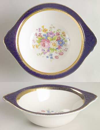 Aristocrat Cobalt Blue (Floral Center) Lugged Cereal Bowl