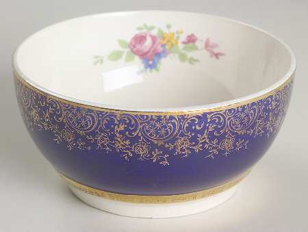 Aristocrat Cobalt Blue (Floral Center) Cranberry Bowl