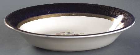 Aristocrat Cobalt Blue (Floral Center) 9" Oval Vegetable Bowl