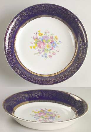 Aristocrat Cobalt Blue (Floral Center) Coupe Soup Bowl