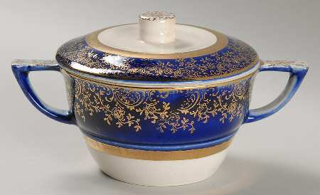 Aristocrat Cobalt Blue (Floral Center) Sugar Bowl & Lid