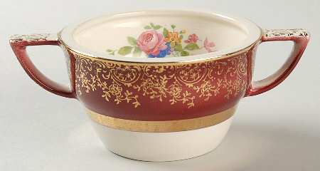 Aristocrat Maroon (No Floral Center) Sugar Bowl No Lid