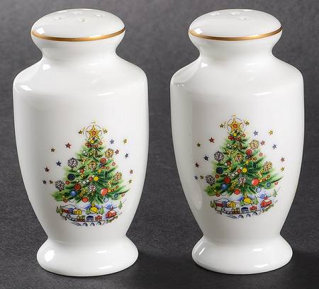 Christmas Eve (No Color Bnd, Gold Trim) Salt & Pepper Set