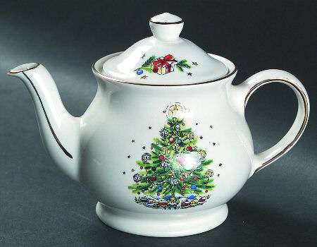 Christmas Eve (No Color Bnd, Gold Trim) Mini Teapot & Lid