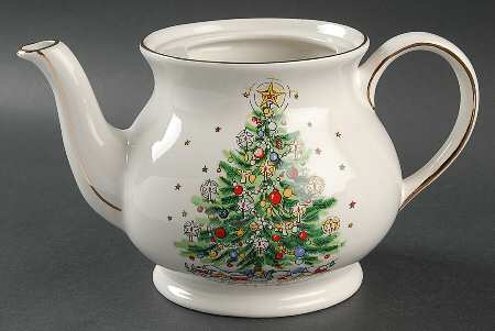 Christmas Eve (No Color Bnd, Gold Trim) Teapot No Lid