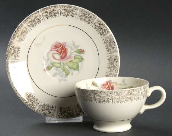 Duchess Rose Footed Cup & Saucer Set by Salem