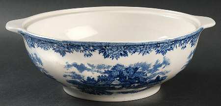 English Village Blue Round Vegetable No Lid