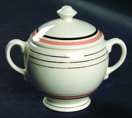 Georgian Salmon Sugar Bowl & Lid