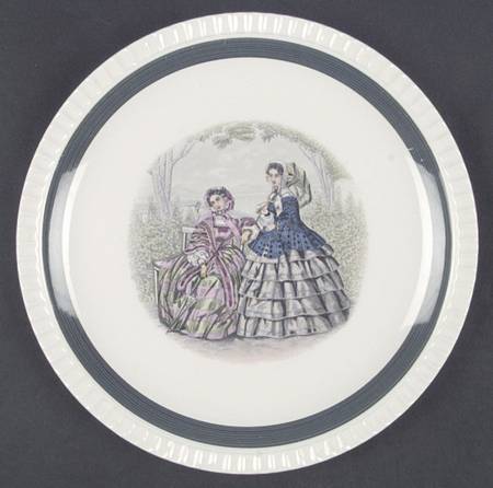 Godey Fashions (Fluted, Green Band) Dinner Plate