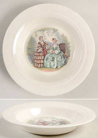 Godey Prints (Ribbed Rim) Rim Soup Bowl