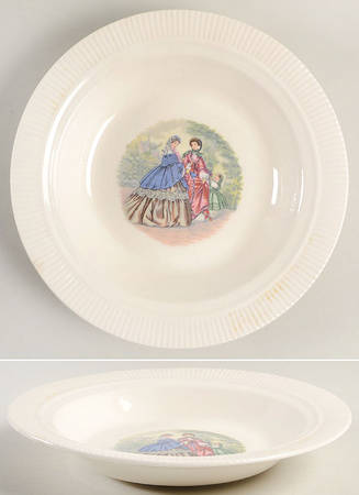 Godey Prints (Ribbed Rim) Rim Soup Bowl