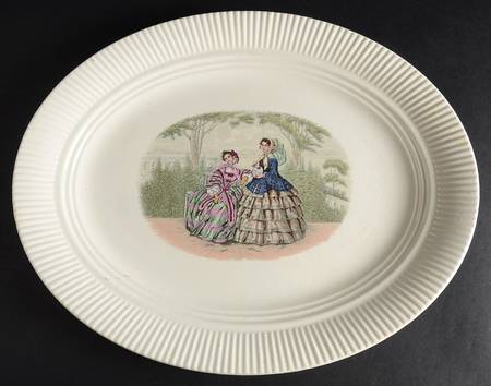 Godey Prints (Ribbed Rim) 15" Oval Serving Platter